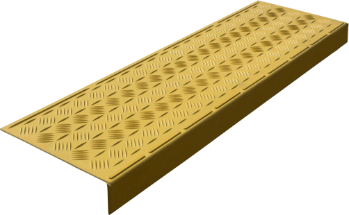 Противоскользящая накладка на ступень большая облегченная угловая (Проступь резиновая) 1000*305*71 мм, желтая