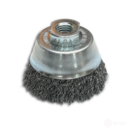 Corrugated cup brush, D65 mm, M14 fit, STA 0.50 mm corrugated steel wire