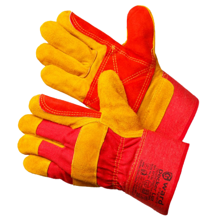 Улучшенные спилковые комбинированные перчатки с усилением Gward Docker Lux