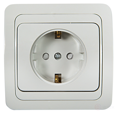 Розетка одинарная с заземлением со шторкой CLASSICO белая 2028x IN HOME