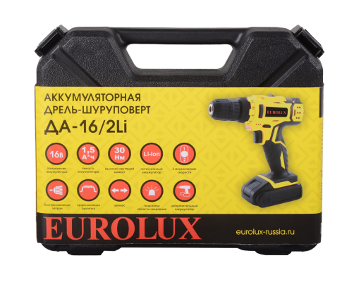 Дрель-шуруповерт аккумуляторная Eurolux ДА-16/2Li