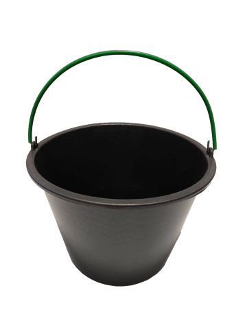 Construction bucket 12 l with rubberized handle (color green, rubber thickness 1.2mm)