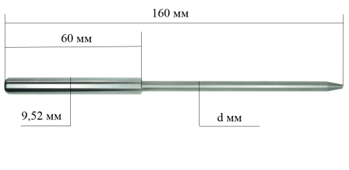 The pilot guide is cylindrical, Ø 6.96, 160 mm