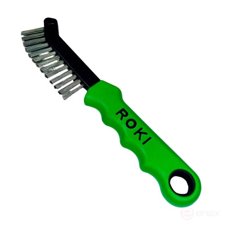 Manual brush for brake pads, 2x12/13 in-line, 225x12/18 mm, stainless steel straight wire RO4 0.35 mm, pile height 22 mm