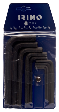 Set of L-shaped hex keys, with a blackened surface, inch, 12 pcs. (1/8" - 3/4")