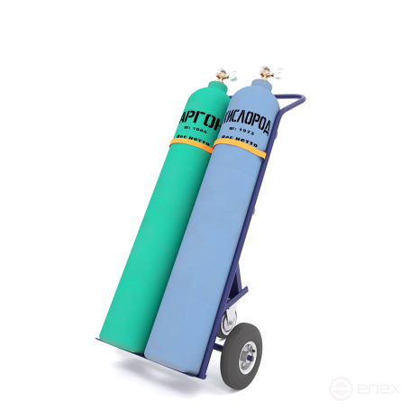 Trolley for transporting two cylinders with GB -2 belt locking (pneumatic wheels d 250 + d160 support)