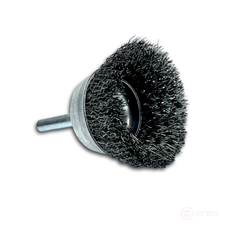 Cup corrugated brush, D75 mm, shank 6 mm, steel corrugated wire STA 0.35 mm