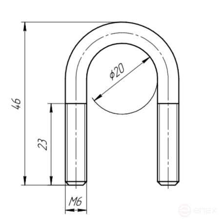 Керн Комплект хомут U образный гост 24137-80 м6х20 + 2 гайки + 2шайбы. Оцинкованный. 10 комплектов RKU00060182010