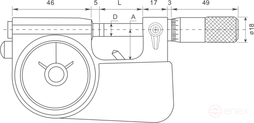 Микрометр рычажный, микровинт Ø6,5 мм; 50-75 мм; 0,001 мм