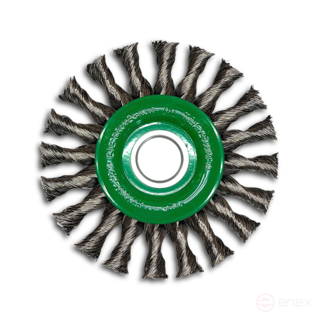 Щетка дисковая жгутовая, Д178 мм, ширина 14 мм, 32 жгута, нержавеющая проволока ROH 0,50 мм, посадочное отверстие 22,2 мм