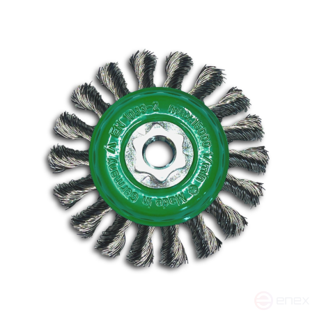 Щетка коническая жгутовая, Д115 мм, ширина 12 мм, 20 жгутов, нержавеющая прямая проволока ROH 0,35 мм, посадка М14