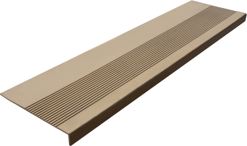 Rubber anti-slip step pad (Tread) Elongated grooved 1200x300x30 / beige color