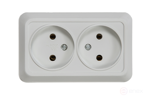 Розетка двойная BOLLETO белая накладная 7102 IN HOME