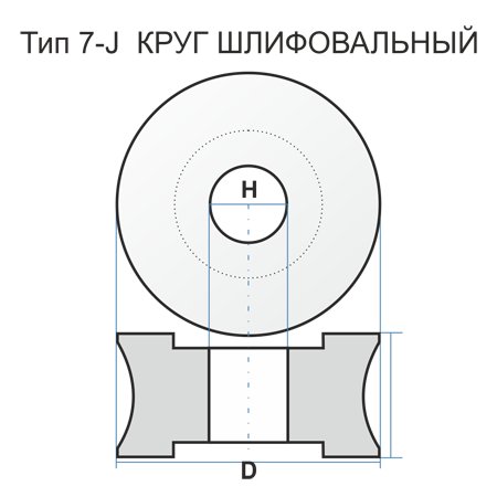 Круг шлифовальный 7-J 400 150 100 25А 54 Q 6 V 35 чертеж 238000