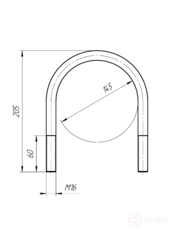 Керн Комплект хомут U образный гост 24137-80 м16х145 + 2 гайки + 2шайбы. Оцинкованный. 1 комплект RKU00161452001