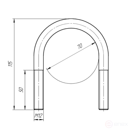 Керн Комплект хомут U образный гост 24137-80 м12х70 + 2 гайки + 2шайбы. Оцинкованный. 5 комплектов RKU00120702005