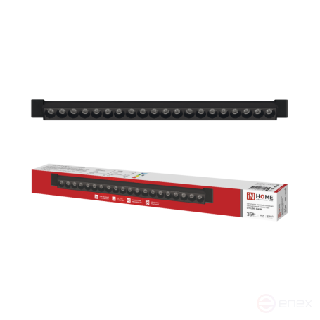 Светильник трековый линейный светодиодный поворотный LTP-LENS 3540BL 35Вт 4000К 60гр 598мм черный IN HOME