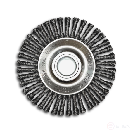 Disc brush harness, D125 mm, width 6 mm, 20 bundles, straight steel wire STH 0.50 mm, landing hole 22.2 mm