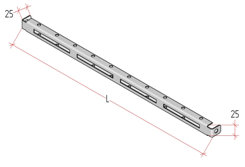 MULTICOLOR Rail for automatic machines ML25 (600) (WxDxH) Soc 1.5 mm