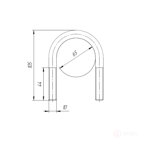 Керн Комплект хомут U образный гост 24137-80 м10х65 + 2 гайки + 2шайбы. Оцинкованный. 10 комплектов RKU00100652010