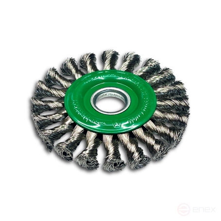 Щетка коническая жгутовая, Д125 мм, ширина 14 мм, 20 жгутов, нержавеющая прямая проволока ROH 0,35 мм, посадочное отверстие 22,2 мм