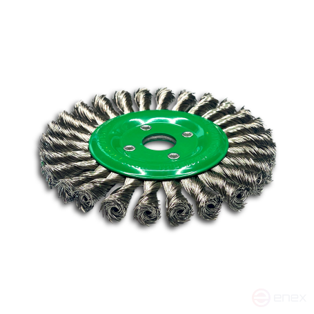 Щетка дисковая жгутовая, Д150 мм, ширина 14 мм, 26 жгутов, нержавеющая прямая проволока ROH 0,50 мм, посадка М14