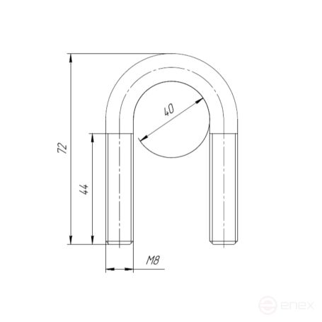 Керн Комплект хомут U образный гост 24137-80 м8х40 + 2 гайки + 2шайбы. Оцинкованный. 10 комплектов RKU00080402010
