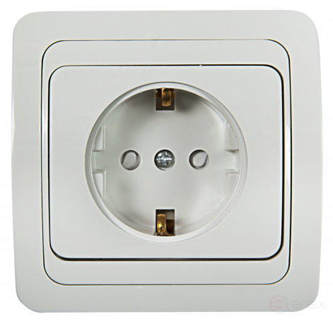 Розетка одинарная с заземлением со шторкой CLASSICO белая 2028x IN HOME