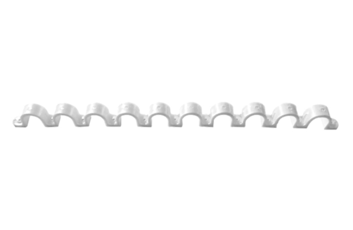 Comb made of brackets for plumbing pipes for mounting guns (20 mm, white, 10 places, 10 pcs/pack)