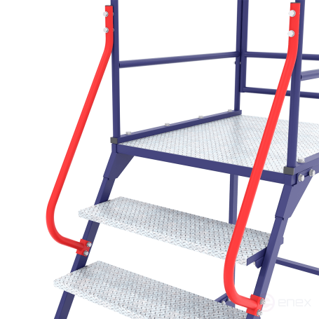 Movable collapsible ladder LR 6.1 (670x1615x2330mm) 6 steps, 1 flight, wheels d160mm.