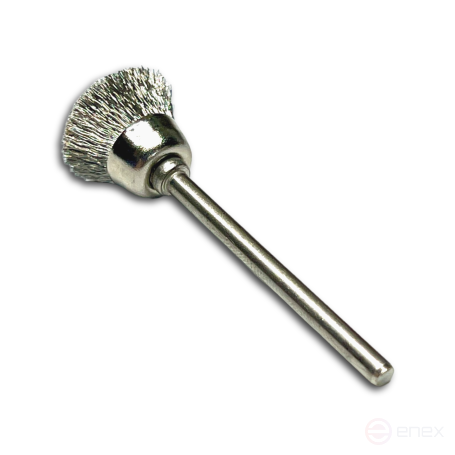 Corrugated cup brush, D18 mm, shank 3 mm, stainless corrugated wire ROF 0.10 mm