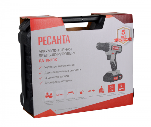 Cordless screwdriver drill DA-18-2LK Resanta