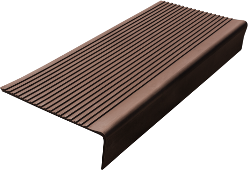 Anti-slip pad on the middle corner step (rubber tread) 750x330x100 mm, chocolate