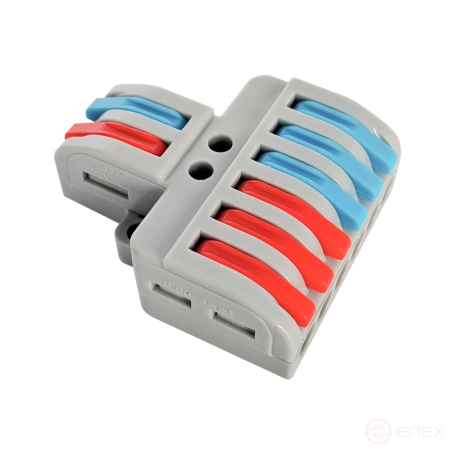 Клемма проходная разветвительная КПР 222-4126 с рычагами 2/6 полюса 0.08-2.5/4мм2 (5шт./уп.) IN HOME