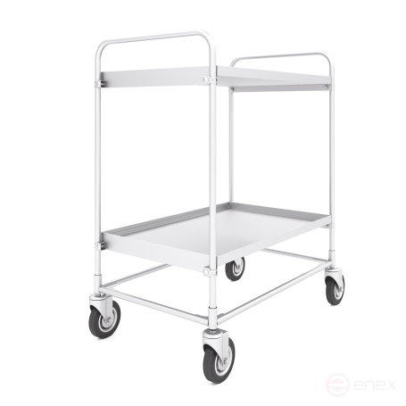 Two-tier service trolley made of stainless steel ST NJ 2 (600x900) bolted wheels d125.