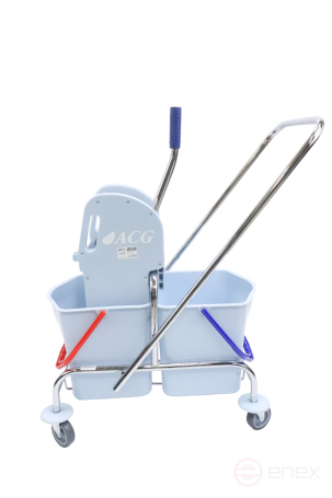 ACG Тележка ACG 2х25 л с отжимом ведра СЕРЫЕ база хром