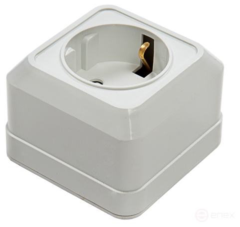 Розетка одинарная с заземлением со шторкой BOLLETO белая накладная 7028х IN HOME