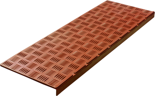 Anti-slip pad on the small corner step (rubber tread) 740x250x30 mm, ochre
