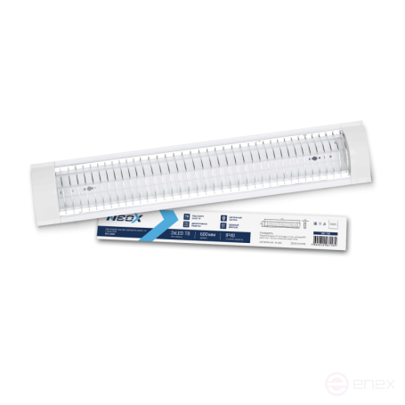 Светильник под светодиодную лампу SPO-405R 2xLED-Т8-600 с решеткой G13 600мм IP40 NEOX