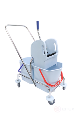 ACG Тележка ACG 2х25 л с отжимом ведра СЕРЫЕ база хром