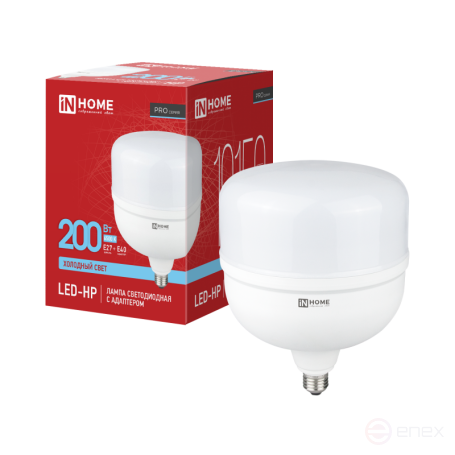 Лампа светодиодная LED-HP-PRO 200Вт 230В E27 с адаптером Е40 6500К 19150Лм IN HOME