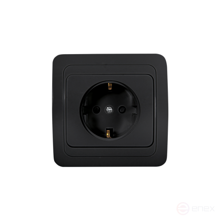 Розетка одинарная с заземлением CLASSICO черная 2028B IN HOME