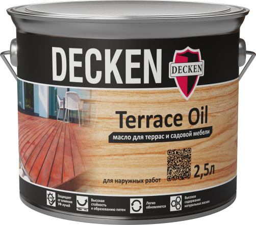 Защитное масло для террас DECKEN Terrace Oil, 2,5 л
