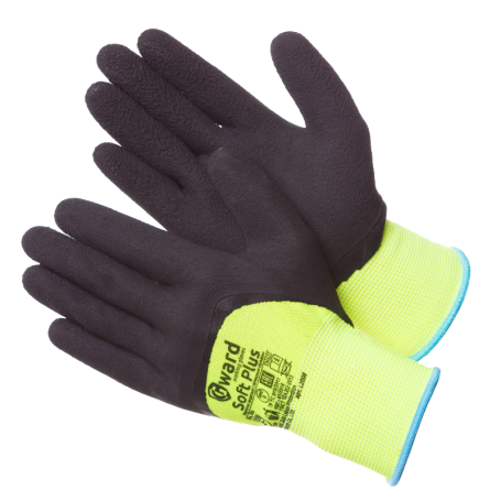 Bright gloves with a deep coating of foamed latex Gward Soft Plus