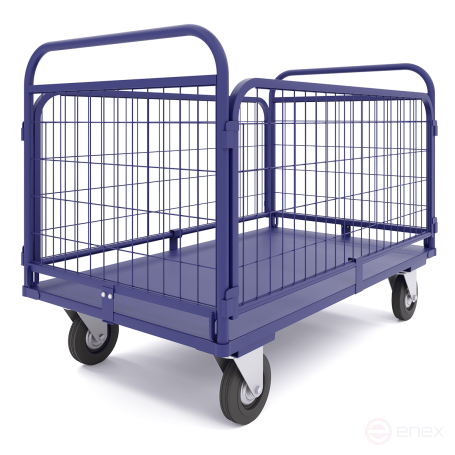Platform trolley with mesh sides and folding handles TSRS 3 (600x1000) wheels d160mm.