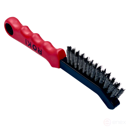 Щетка ручная для тормозных колодок, 2х12/13 рядная, 225х12/18 мм, стальная гофрированная проволока STA 0,30 мм, высота ворса 22 мм