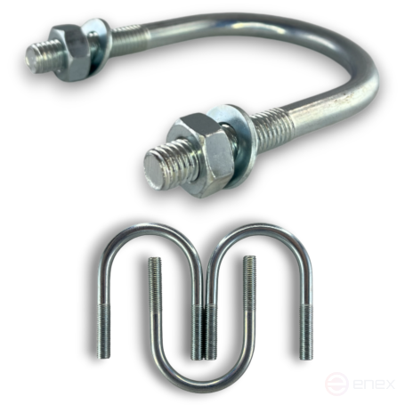 Керн Комплект хомут U образный гост 24137-80 м10х60 + 2 гайки + 2шайбы. Оцинкованный. 10 комплектов RKU00100602010