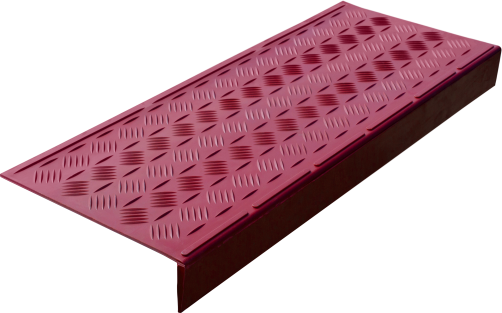 Противоскользящая накладка на ступень средняя облегченная угловая (Проступь резиновая) 750х305х71 мм, красная