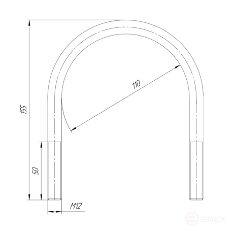 Керн Комплект хомут U образный гост 24137-80 м12х110 + 2 гайки + 2шайбы. Оцинкованный. 5 комплектов RKU00121102005