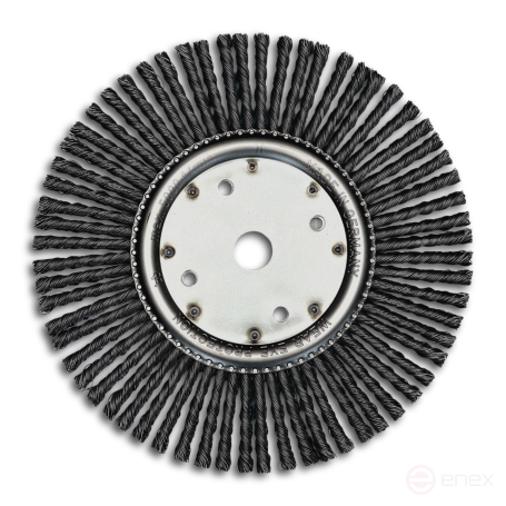 Щетка дисковая жгутовая, Д300 мм, ширина 8 мм, 64 жгута, стальная прямая проволока STA 0,50 мм, посадочное отверстие 25,4 мм, высота ворса 67 мм